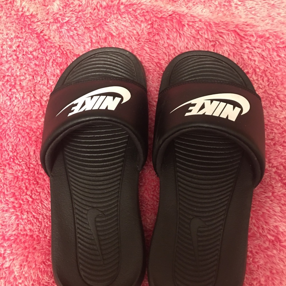 Nike Black and Red Slide Sandals